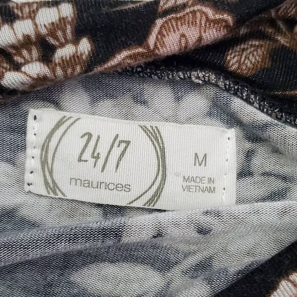 Maurices 24/7 Women’s Black Floral Swing Dress M Long Sleeve Stretch Soft Knit F - Picture 7 of 8